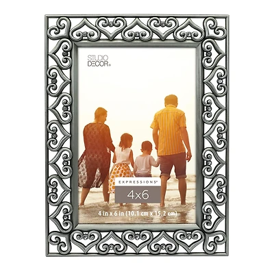 Expressions™ Pewter Hearts Jeweled Frame by Studio Décor