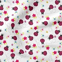 Fabric Editions White Ladybug Journey Cotton Fabric
