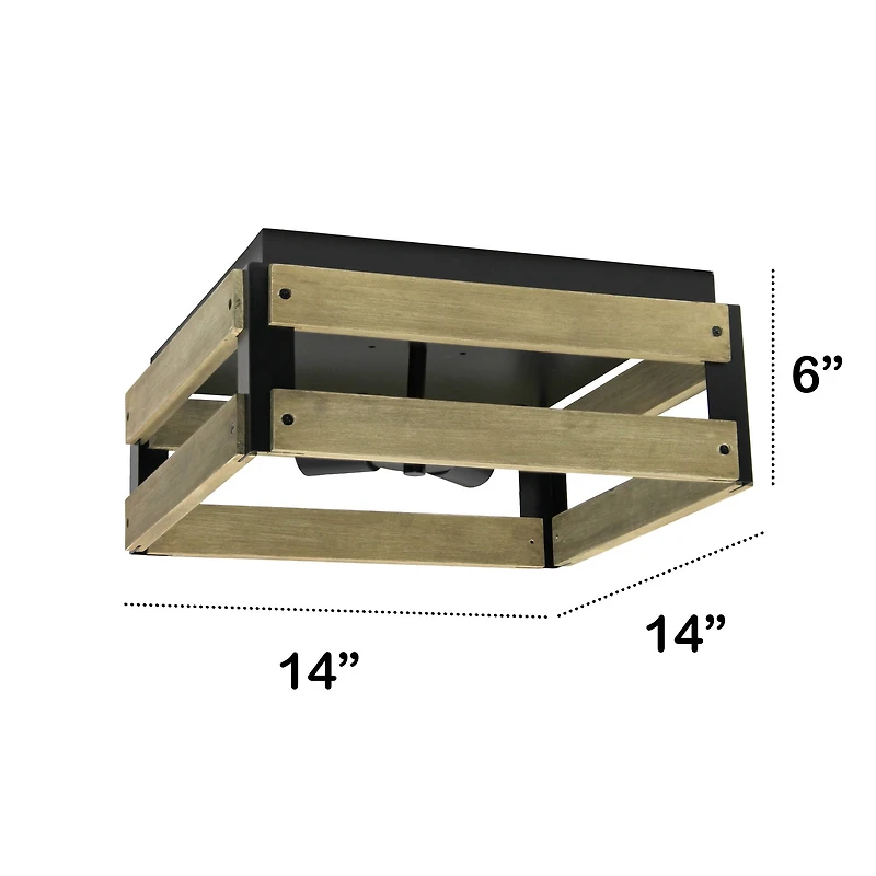 Lalia Home 14" Barnlit 4-Light Decorative Squared Metal Flush Mount