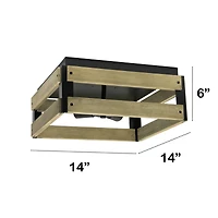 Lalia Home 14" Barnlit 4-Light Decorative Squared Metal Flush Mount