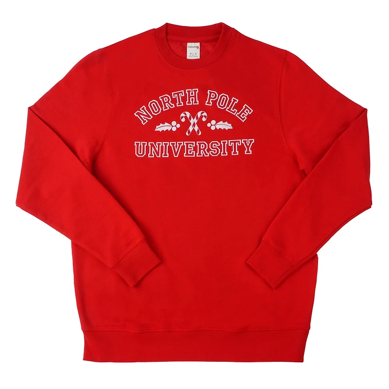Red North Pole University Adult Crew Neck Sweatshirt by Celebrate It