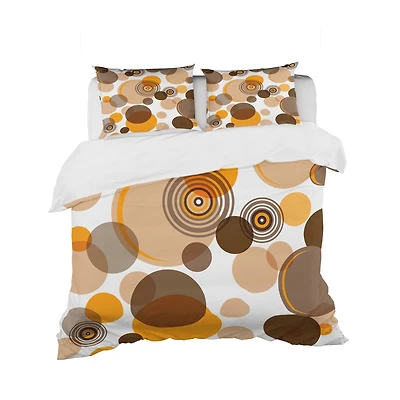 Designart 'Orange and brown retro circles' Vintage Bedding Set