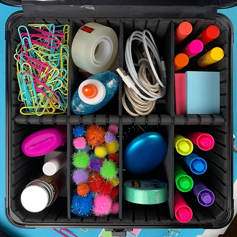 Vaultz Black Square Tactical Divided Storage Box