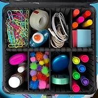 Vaultz Black Square Tactical Divided Storage Box