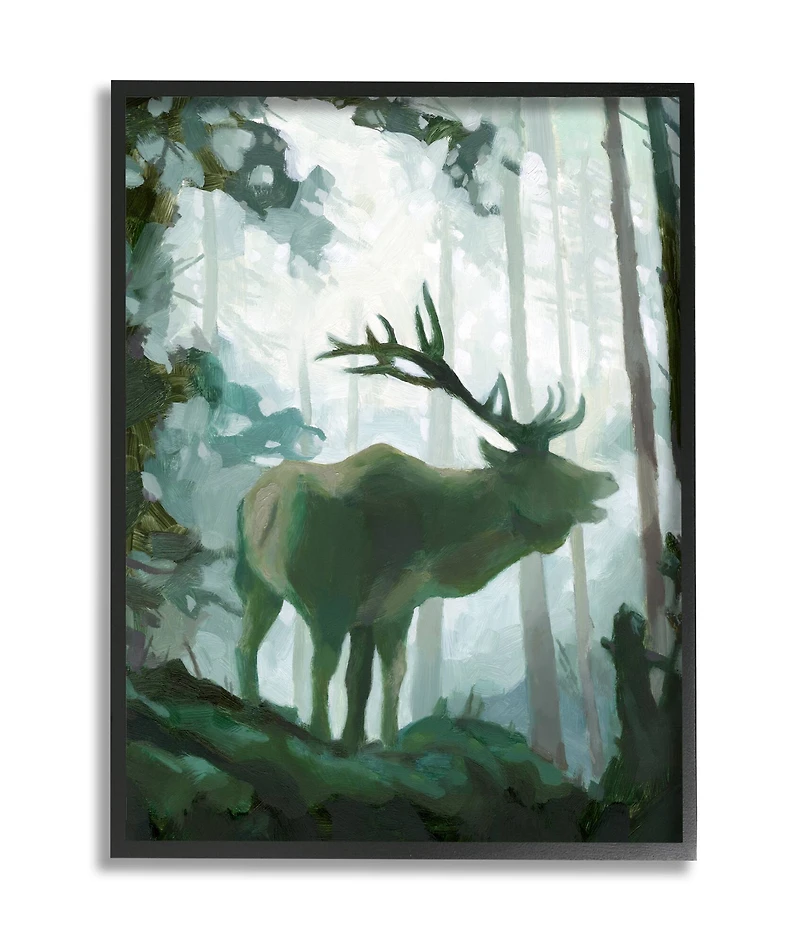 Stupell Industries Elk Wilderness Silhouette Wall Art in Black Frame