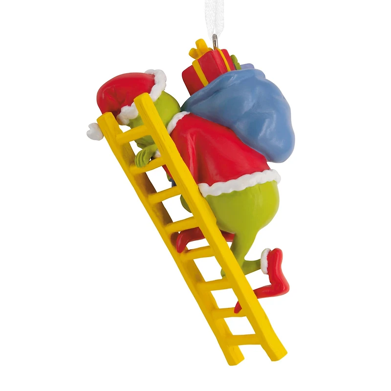 Hallmark Dr. Seuss's How the Grinch Stole Christmas! 3.25" The Grinch on Ladder Ornament