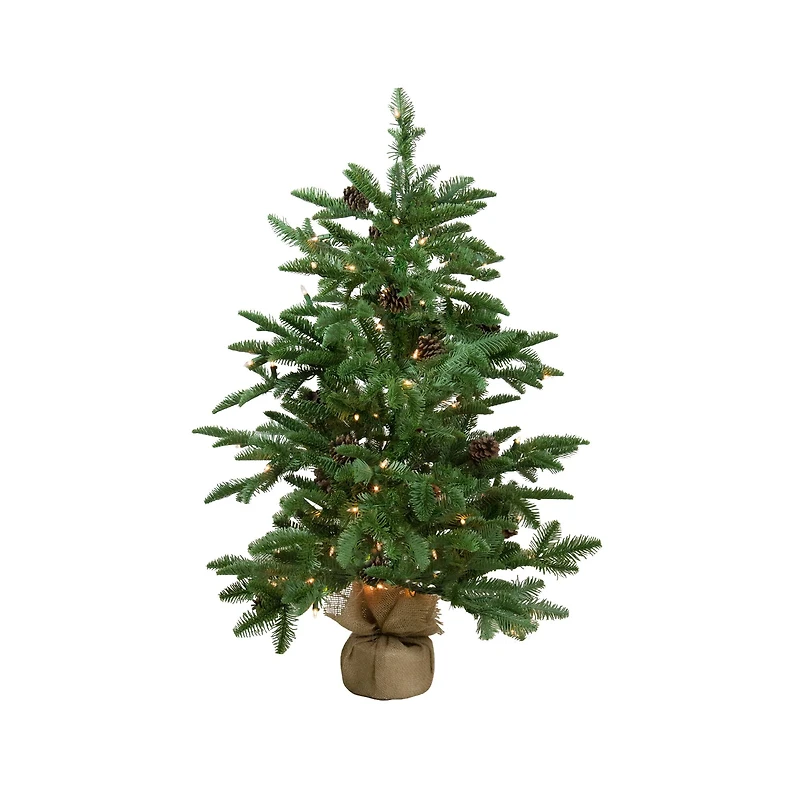 3ft. Pre-Lit Viella Norway Spruce Artificial Christmas Tree in Burlap Base, Clear Lights