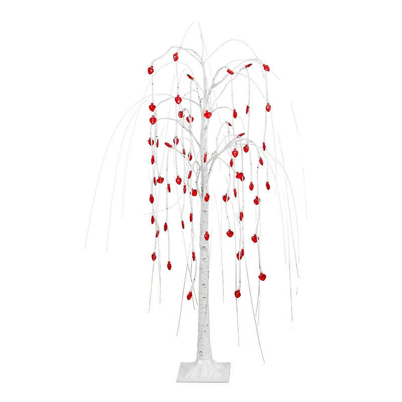 4ft. Pre-Lit Artificial Valentine's Day Willow Tree with 48 Heart Shaped LED Lights