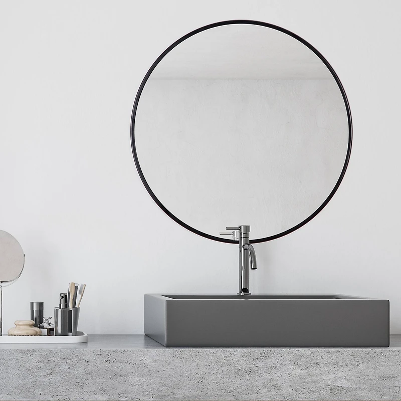 Habitat Adelina 30" Black Circular Wall Mirror