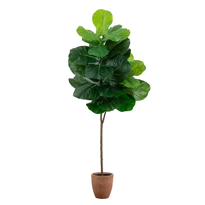 6ft. Giant Leaf Fiddle Leaf Fig Tree in Decorative Planter with Real Touch Leaves