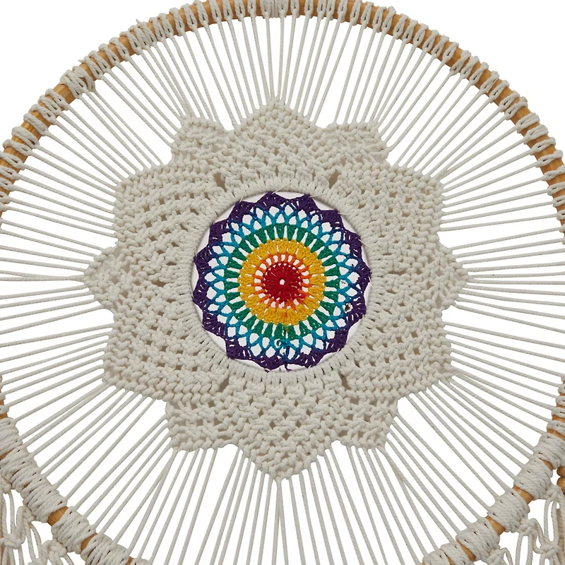 White Cotton Bohemian Dreamcatcher Wall Decor, 21" x 1" x 63"