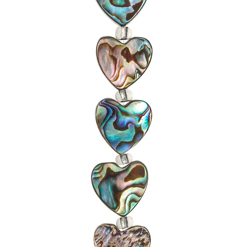 Aurora Borealis Abalone Heart Beads, 14mm by Bead Landing™