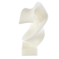 19.5" White Polystone Abstract Twisted Wave Decorative Sculpture with Elevated Base