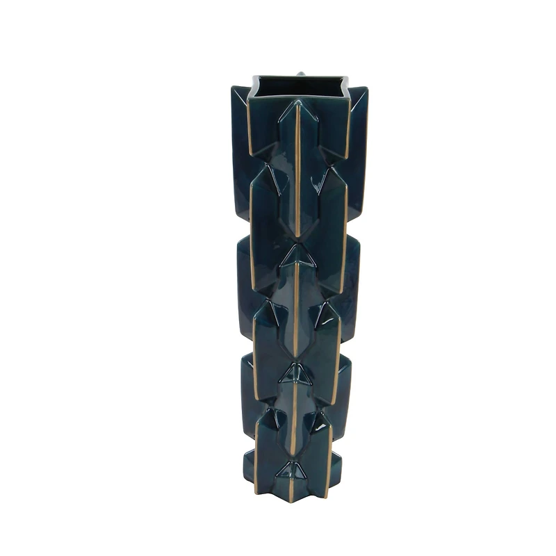 27" Blue Stoneware Modern Vase