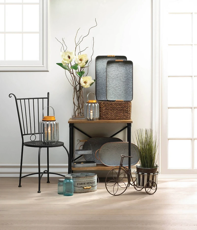 14" Galvanized Bucket Bike Plant Stand