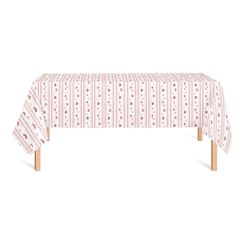 Multi Heart Stripes Pattern 58" x 102" Tablecloth