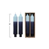 Hello Honey® 8" Blue Two-Tone Unscented Pleated Taper Candles, 2ct.