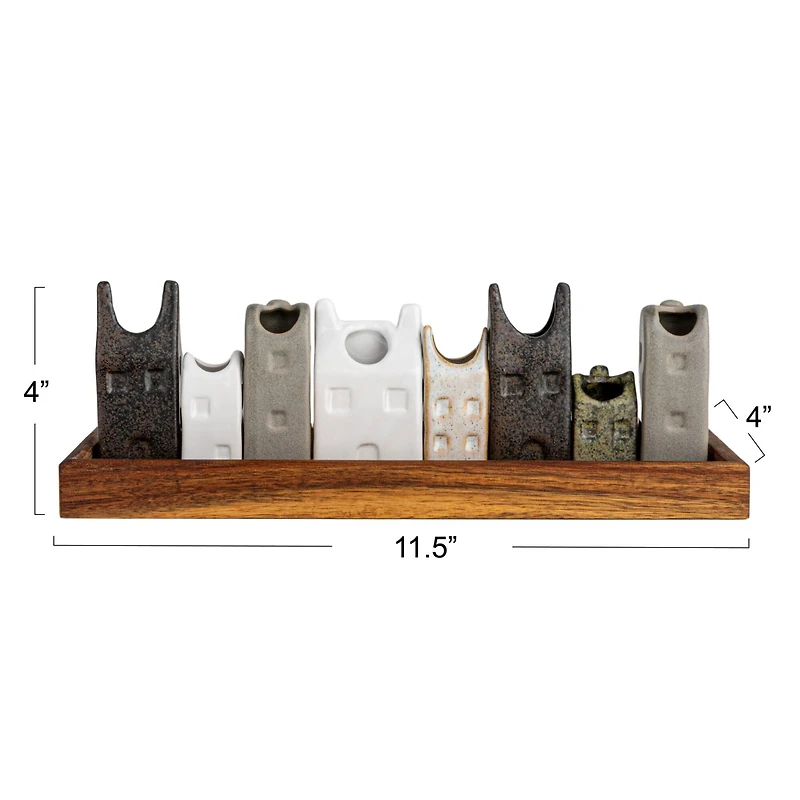 Hello Honey® 4" Bohemian House-Shaped Stoneware Vase Set