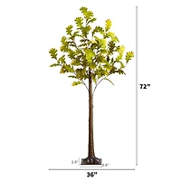 6ft. Pre-Lit Green Autumn Oak Artificial Fall Tree with 250 Warm White LED Lights