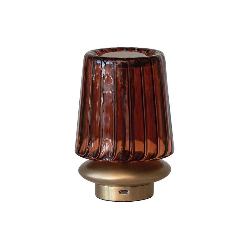 Hello Honey® 6.5" Antique Brass Finish Reclaimed Glass & Metal Touch Sensor LED Table Lamp