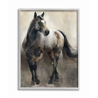 Stupell Industries Abstract Wild Horse Stance Brown Black Painting Framed Wall Art