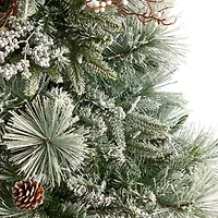 5ft. Pre-Lit Flocked Artificial Christmas Tree in Decorative Urn, White LED Lights