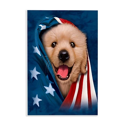 Stupell Industries Puppy & American Flag Wall Plaque Art