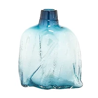 12" Blue Modern Style Glass Bottle Vase