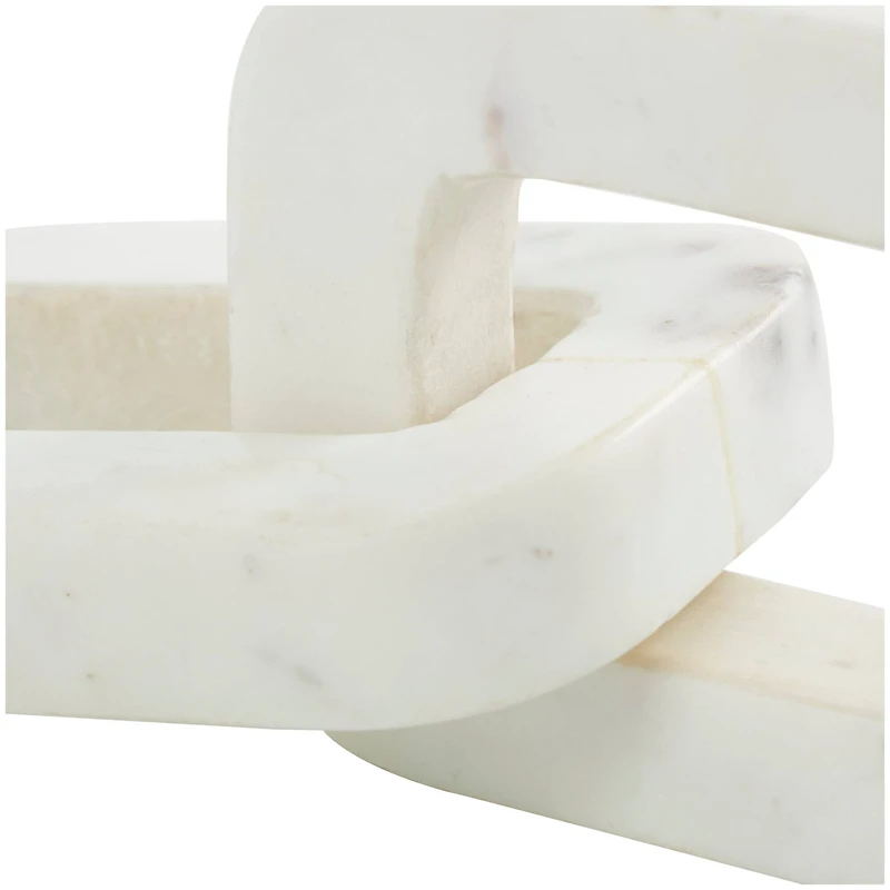 White Marble Geometric 2 Link Chain Sculpture Décor