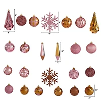 52ct. 6" Pink & Gold Shatterproof Ornament Set