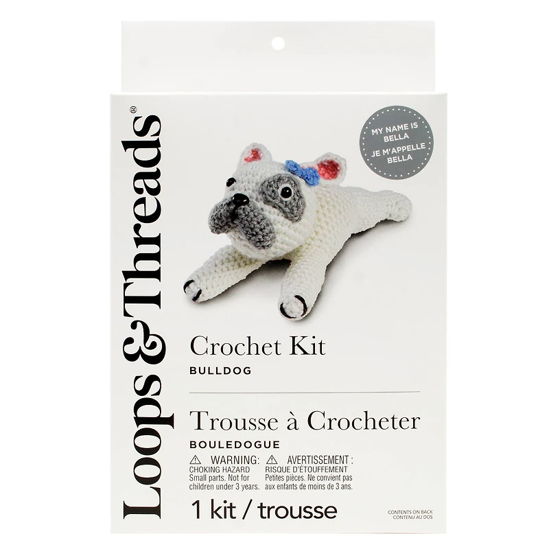 6 Pack: Intermediate Bulldog Amigurumi Crochet Kit by Loops & Threads®