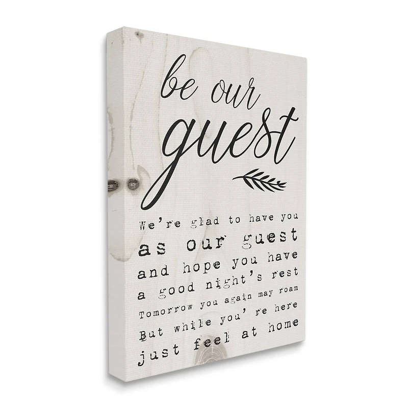 Stupell Industries Be Our Guest Poem Cursive Canvas Wall Art