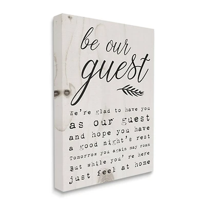 Stupell Industries Be Our Guest Poem Cursive Canvas Wall Art