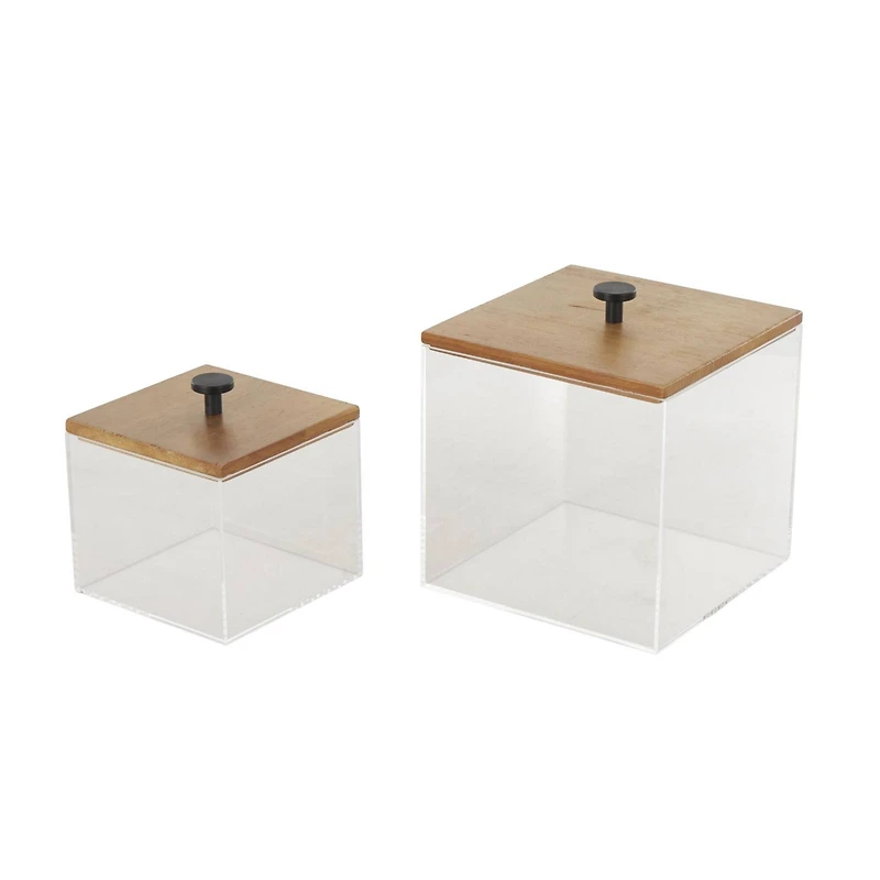 Clear & Brown Box Set with Brown Wooden Lids