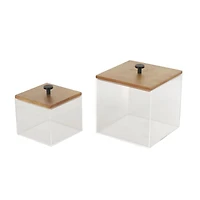Clear & Brown Box Set with Brown Wooden Lids