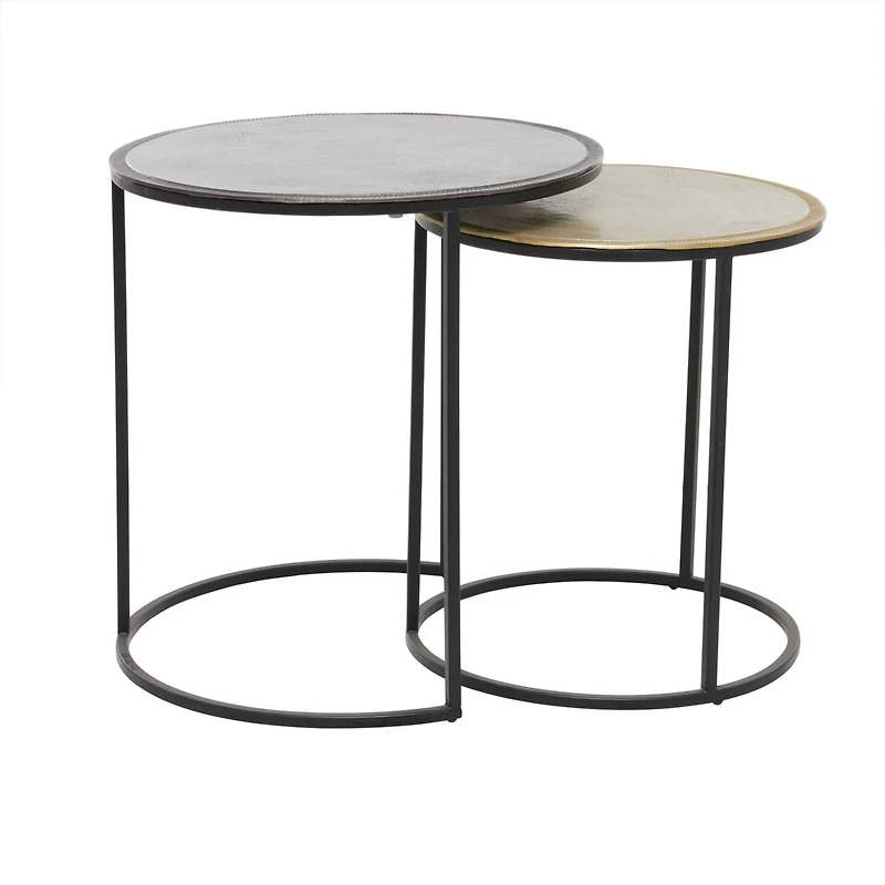 20" Black Aluminum Industrial Accent Table Set