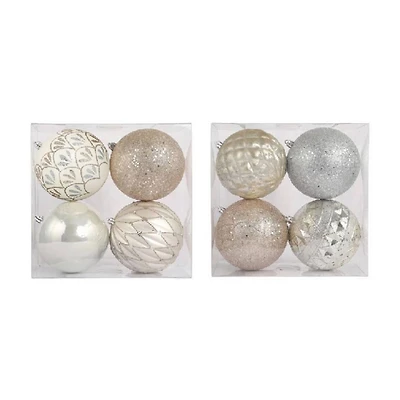 Assorted 4 Pack 4.7" Champagne & Silver Shatterproof Ball Ornaments, 1pc. by Ashland®