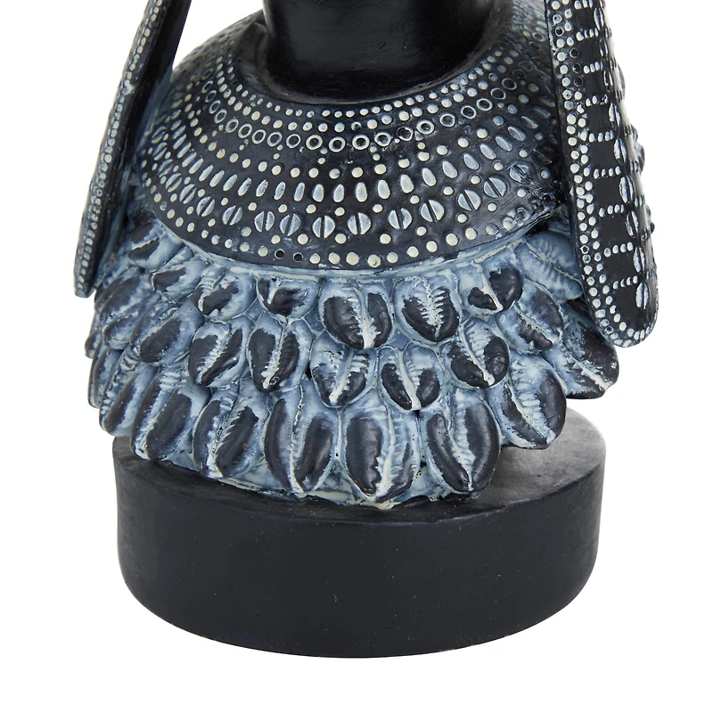 Set of 2 Black Polystone Eclectic Sculptures, 11" x 5" x 8"