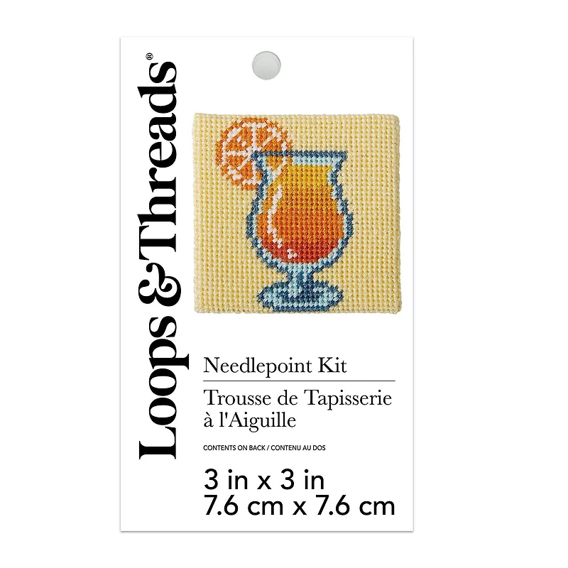 3" x 3" Fruity Drink Needlepoint Kit by Loops & Threads®