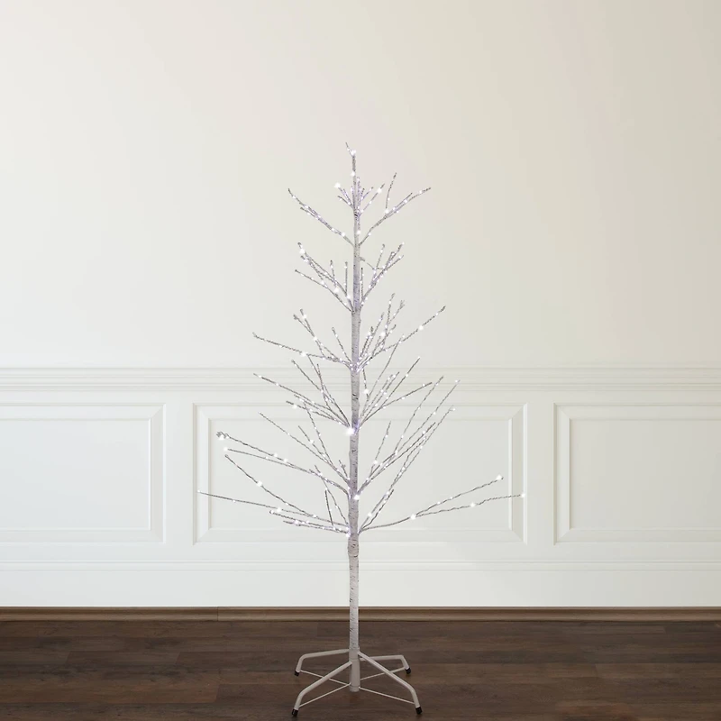4ft. Pre-Lit White Birch Twig Artificial Christmas Tree, Pure White LED Lights