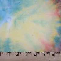 Fabric Merchants Yellow, Peach, Gray & Blue Tie Dye Double Brushed 4-Way Stretch Fabric