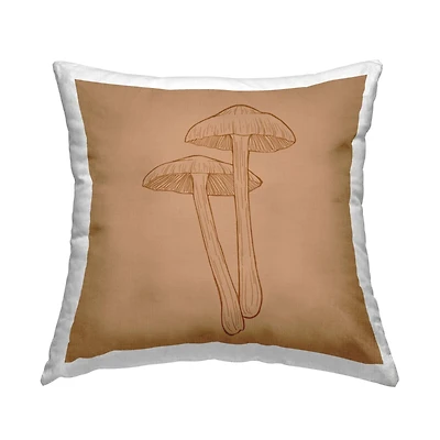 Stupell Industries Intricate Mushrooms Botanical Brown Fungi Throw Pillow, 18" x 18"