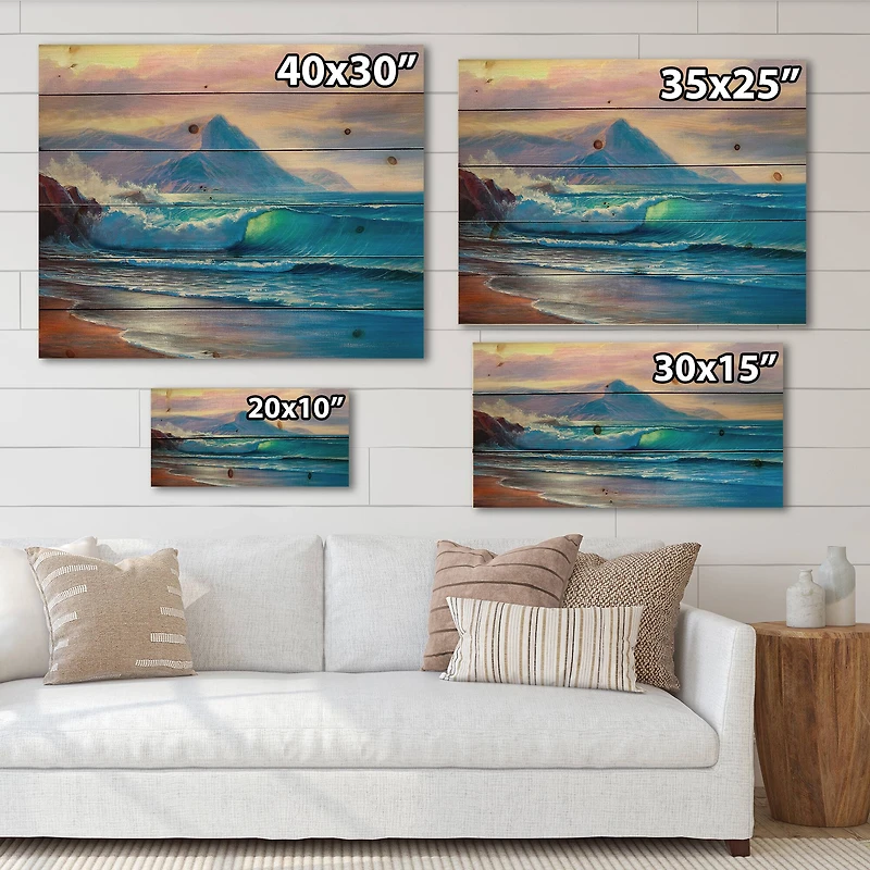 Designart - Blue Waves Breaking At The Beach I