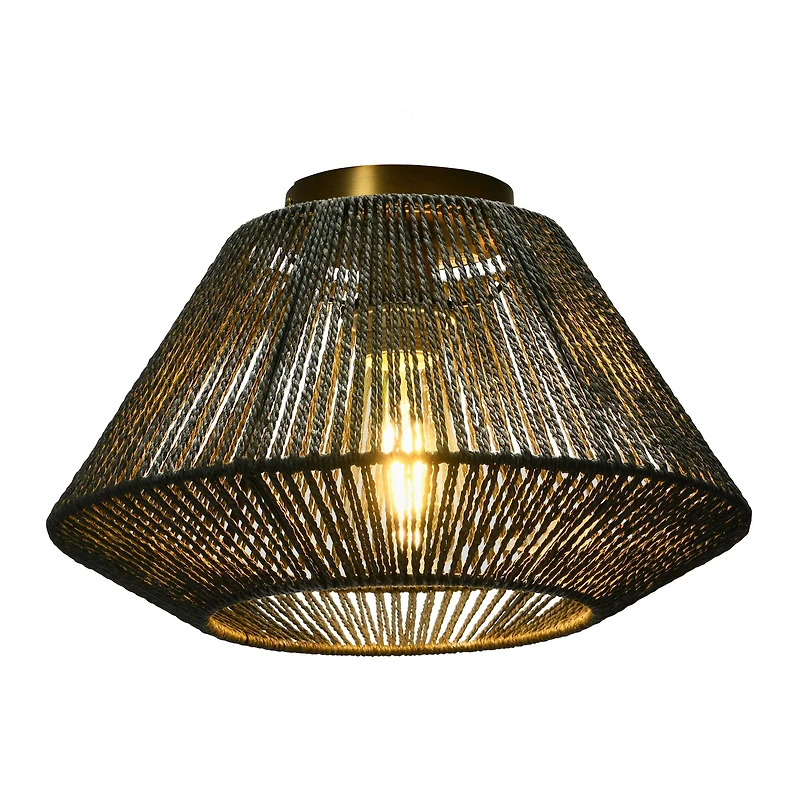 Hello Honey® 14" Gray Flush Mount Ceiling Light with Woven Paper Rope Shade