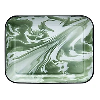 Hello Honey® 13.25" Green & White Marbled Enameled Serving Plate