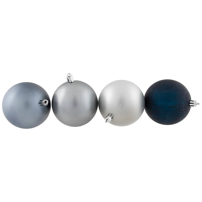Shatterproof 2-Finish Christmas Ball Ornaments - 3.25" (80mm) - Blue and Silver - 32ct
