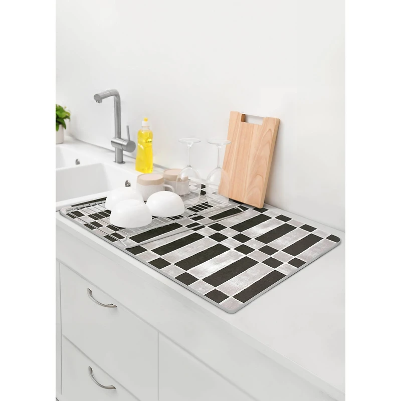 FloorPops Checker Black Stone Quick Drying Mat