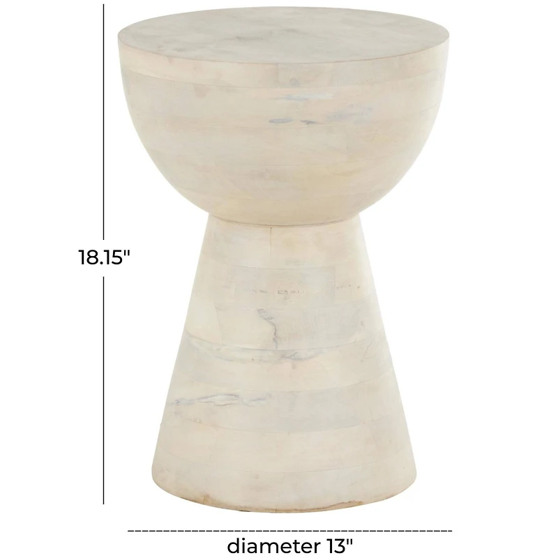 18.25" Cream Mango Wood Accent Table