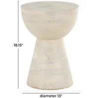 18.25" Cream Mango Wood Accent Table