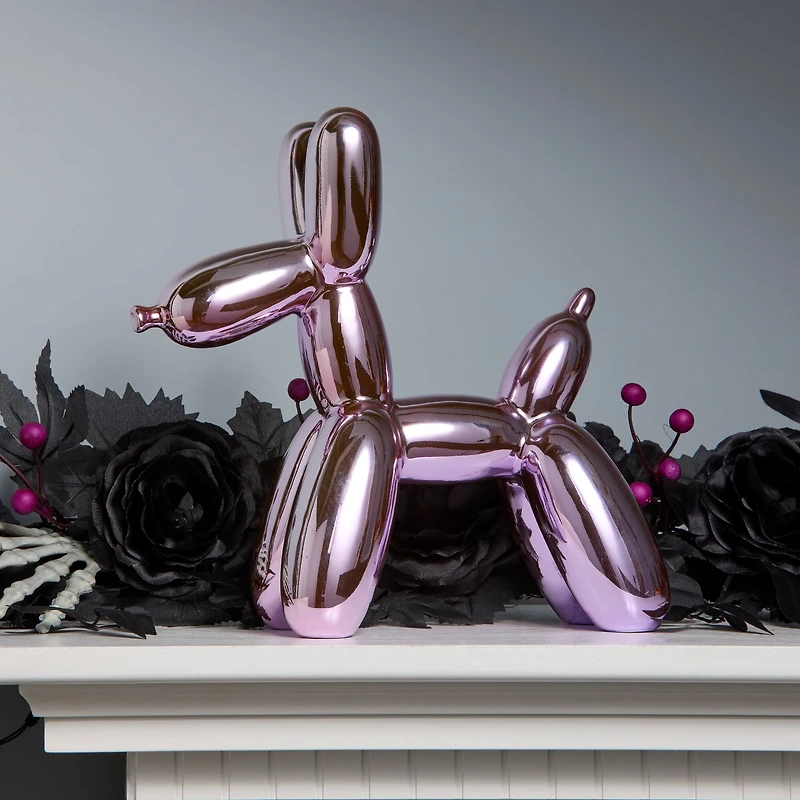 11" Electroplated Purple Balloon Dog Figurine